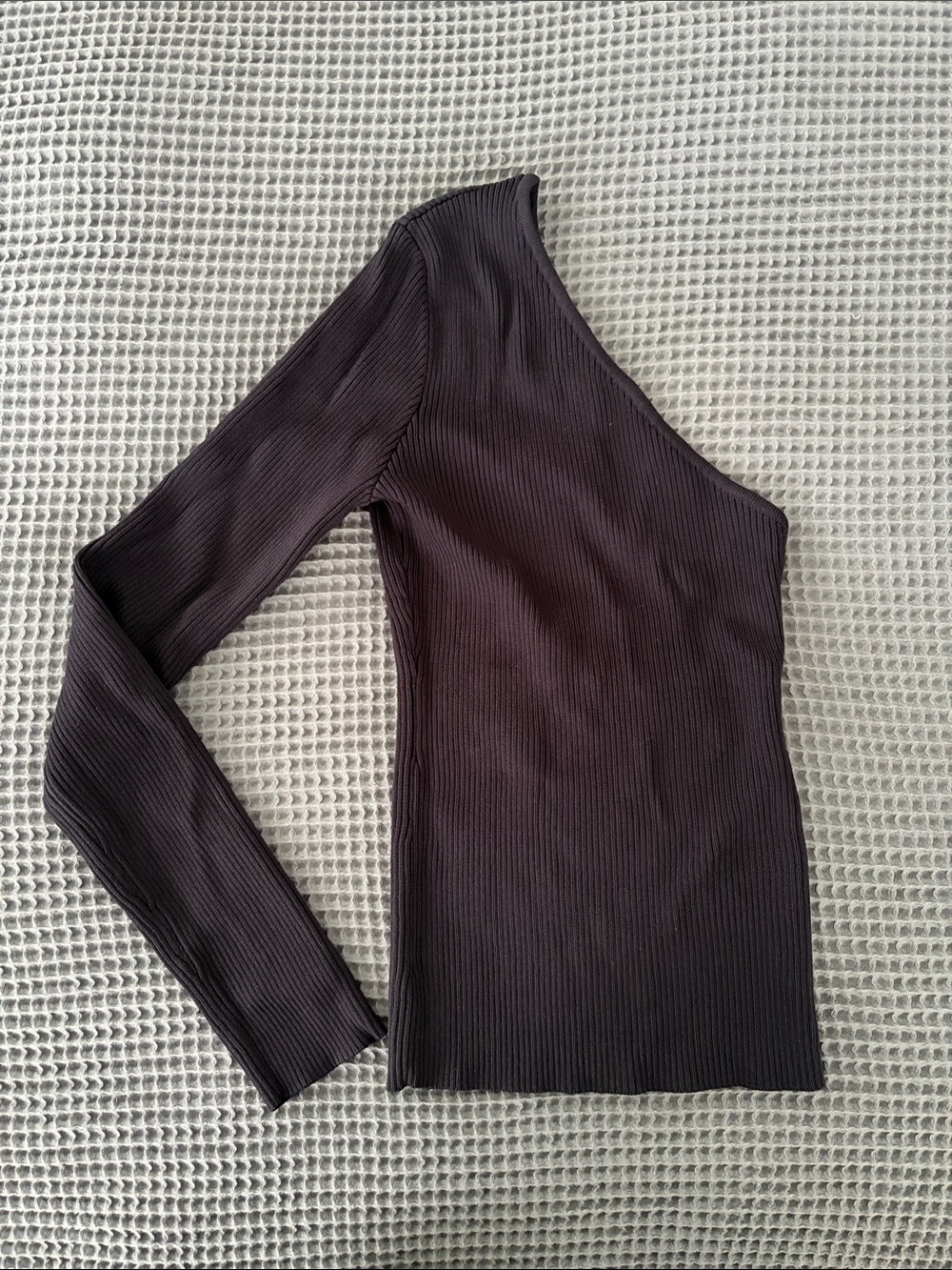 Women’s One-Shoulder Ribbed Sweater Top - Navy